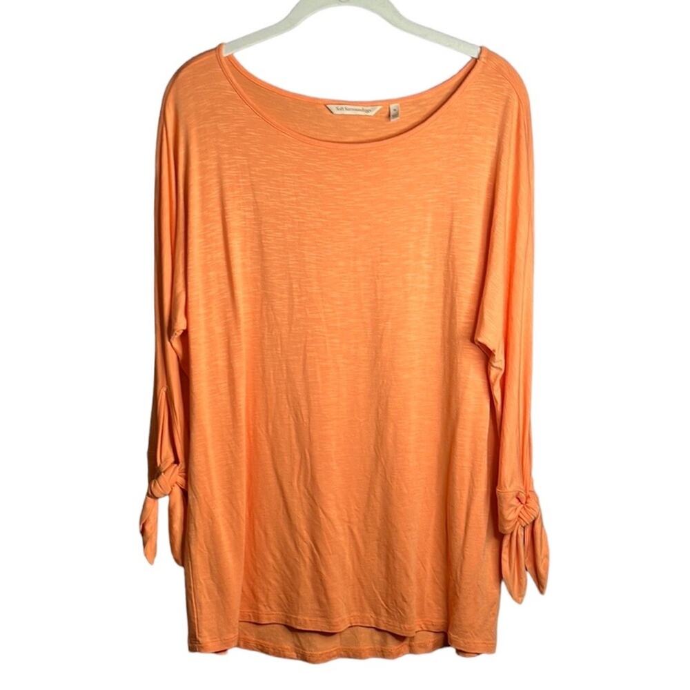 Soft Surroundings Orange Flowy Long Sleeve Top Size Medium